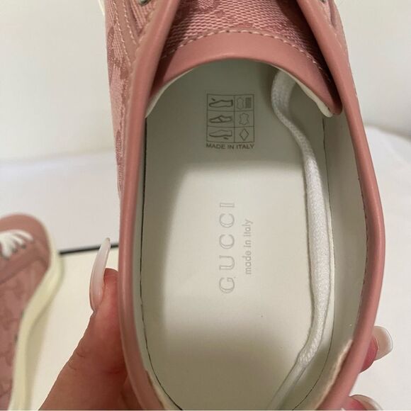 GUCCI Pink Canvas GG Low Top Sneakers - Picture 11 of 15